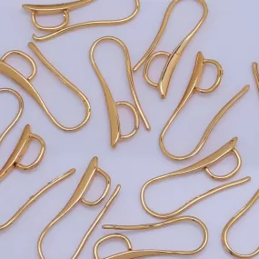 24K Gold Plated Over Brass Earring Wire Earring Hooks gold plated findings jewelry making earring accessories 9*20mm 6pcs