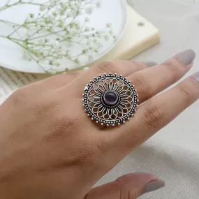 Aruna Purple Silver Oxidized Ring