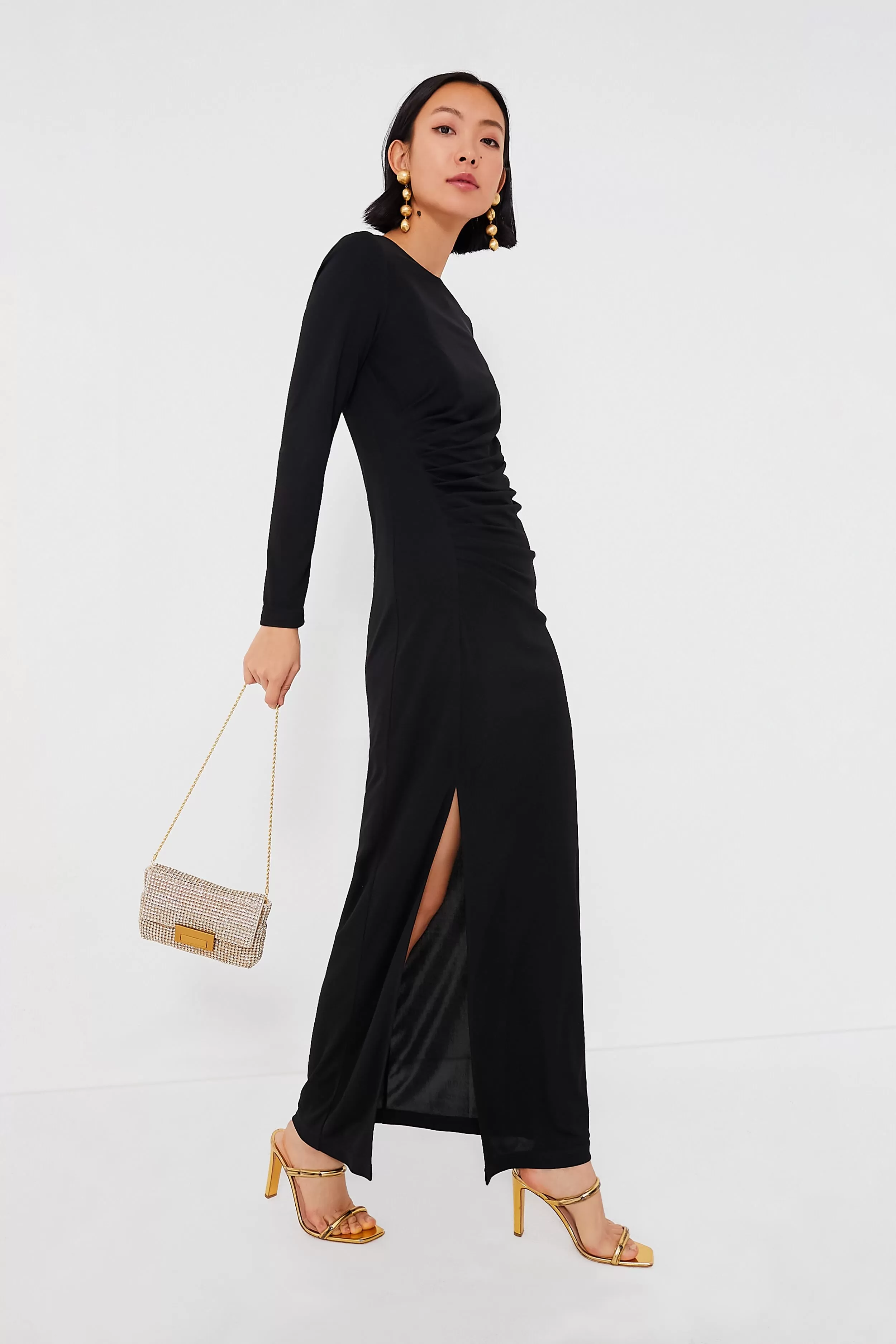 Black Ruched Nicole Dress