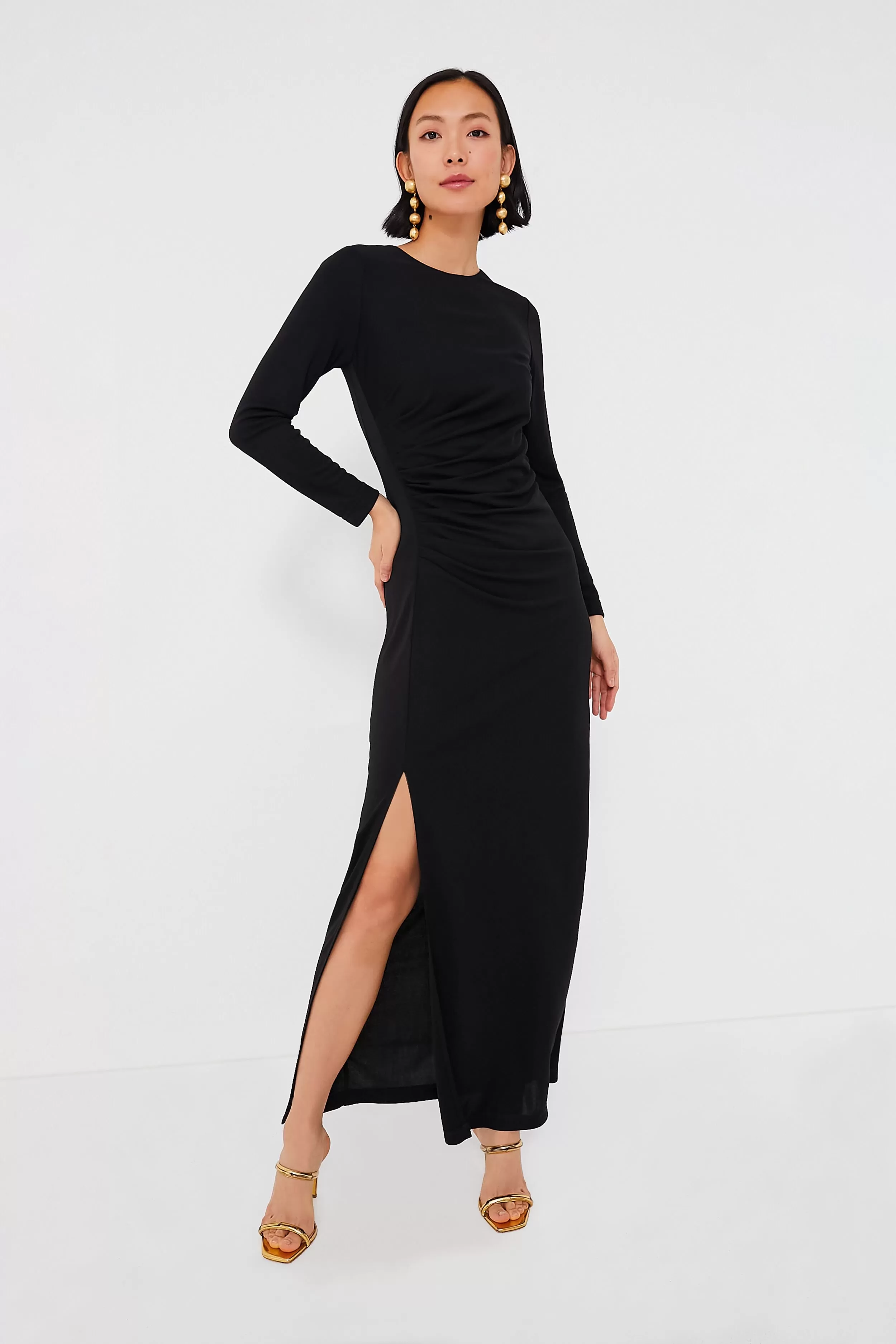 Black Ruched Nicole Dress