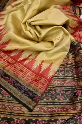 Golden Tussar Color Sambalpuri SIlk Saree with Double Border