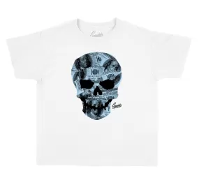 Kids Legend Blue 11 Shirt - Money Skull - White