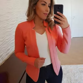 Long Sleeve Blazer Top - Orange