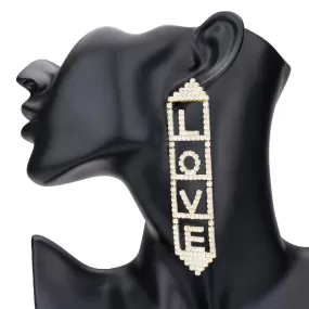 Love Rhinestone Pave Message Earrings