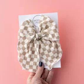 Party Bow Checkerboard - Tan