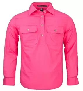 Pilbara Closed Front L/S Shirt - Hot Pink