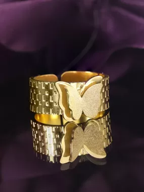 Rubans Voguish 22K Gold plated Stainless Steel Waterproof Butterfly motif textured Tarnish free Ring