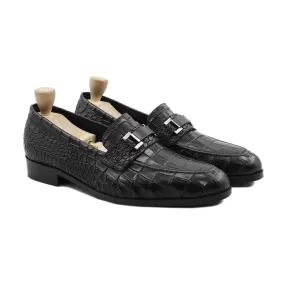 Sintniklaas - Men's Black Crocodile Printed Calf Leather Loafer