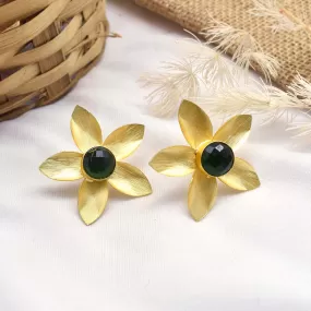 Teejh Teja Floral Green Stone Earrings